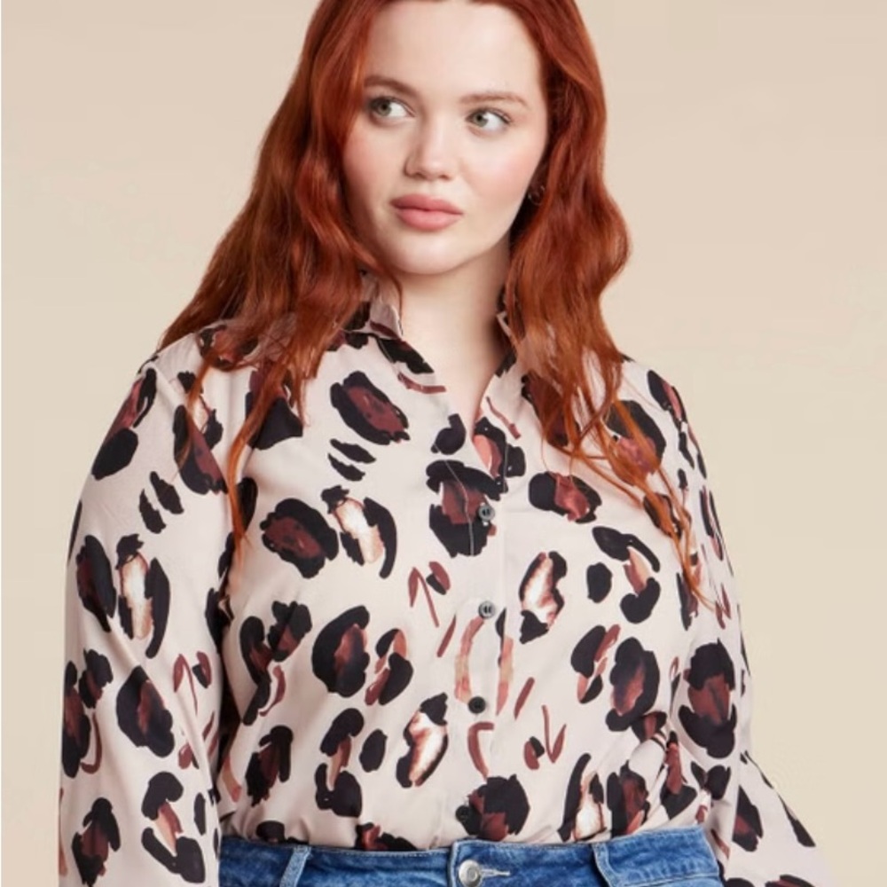 Eloquii Abstract Animal Print Blouse